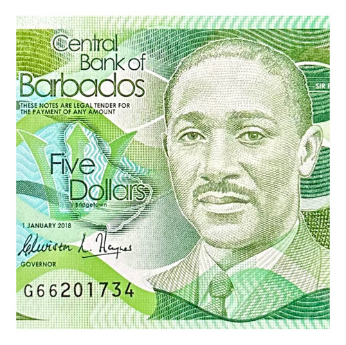 Barbados - 5 Dólares - Año 2018 - P #74 - Sir Frank Worrell