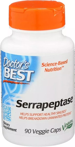 Doctor's Best Serrapeptasa - 40000 Spu - 90 Cápsulas Vegano / Vegetariano