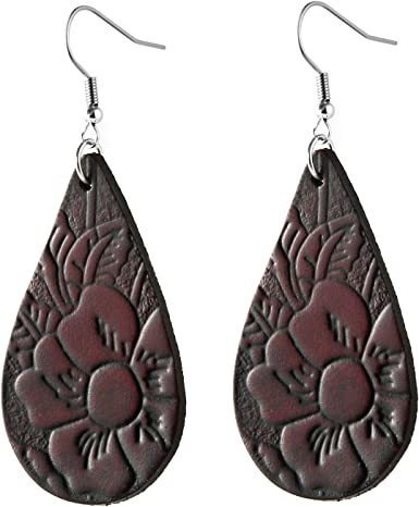 Pendientes De Hoja De Cuero Para Mujer, Colgante De Moda,