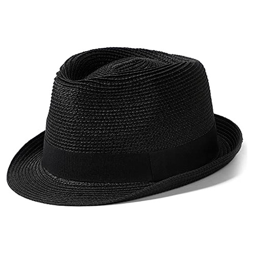 Sombrero De Paja Unisex De Ala Corta Talla L Negro
