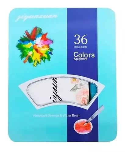 SET ACUARELAS NUWA X36 COLORES + LATA CON FUNDA + BLOCK HOJAS 2 PINCEL