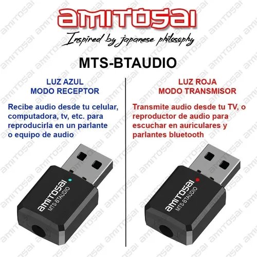Receptor Transmisor Bluetooth 5.0 El Mejor 2 En 1 Amitosai