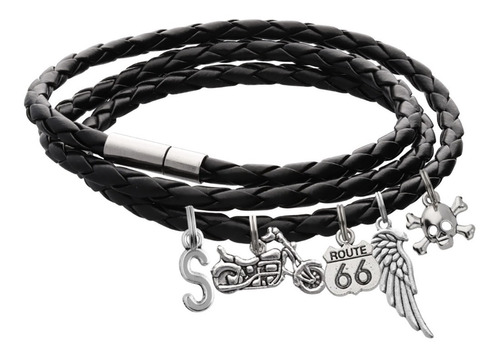 Pulsera Brazalete Collar Dije Motocicleta Ruta 66 Usa Letra