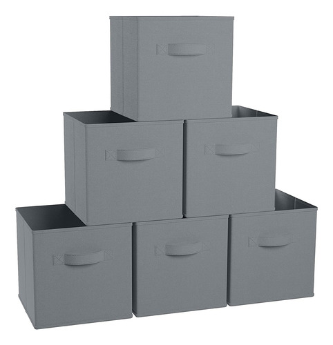 Greenco Organizadores Set 6 Cubos Plegable Tela Gris 28x28cm
