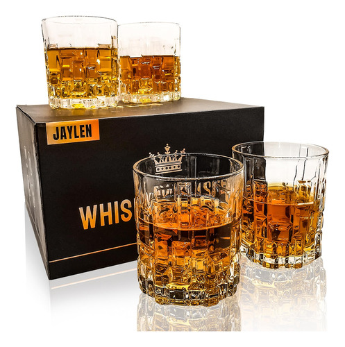 Set De 4 Vasos De Whisky Rocks Antiguos De 280ml Para Bebida