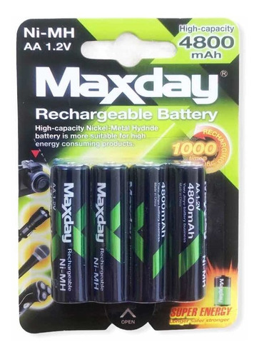 Baterías Recargables Aa - Maxday - 4800mah -  4 Pilas 