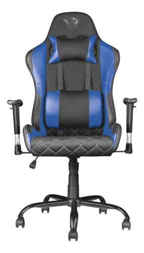 Silla de escritorio Trust GXT 707 Resto gamer ergonómica  negra y azul con tapizado de cuero sintético