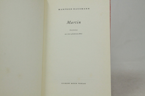 Manfred Hausmann - Martin - Geschichten - Libro En Alemán (Usado)