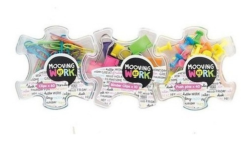 Kit Escritorio Puzzle Clips Binders Push Pins Neon Mooving