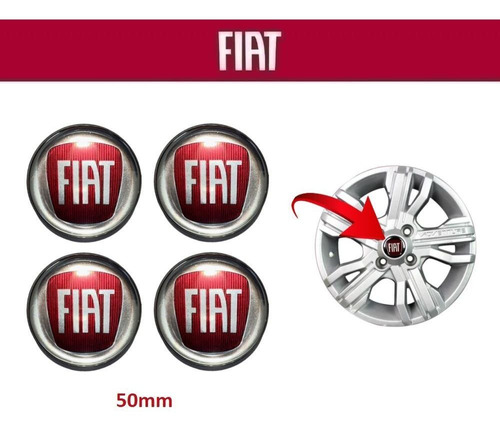 Kit 4 Peças Miolos Roda Fiat Strada Aro 15 Vermelho Original