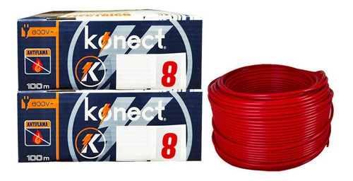 Imagen 1 de 2 de Cable Electrico Cca Konect Calibre 8 Rojo 100 Metros 2 Pzs