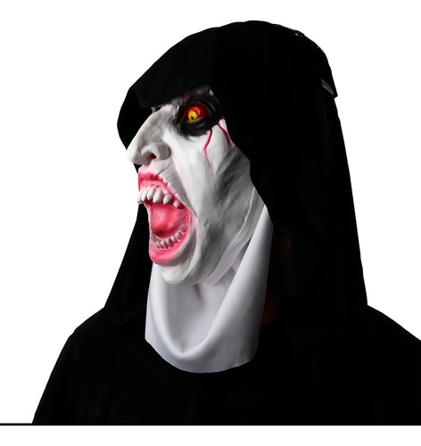 Cabeça Terror Máscara Latex Filme Freira Valak Demonio Bruxa Cor Preto-branco 04