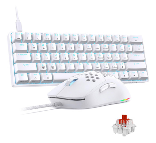 Combo Teclado Mouse Al 60% Interruptor Rojo