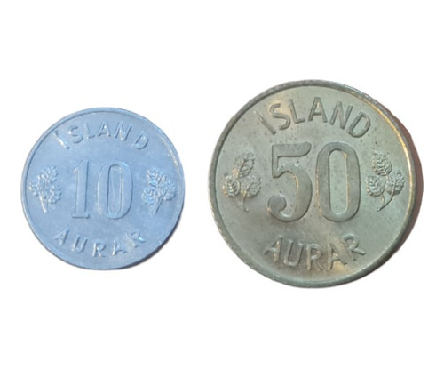 Monedas Mundiales : Islandia 10 Y 50 Aurar 