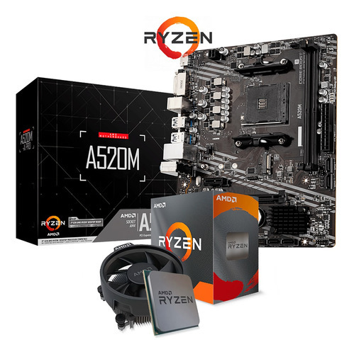 Kit Upgrade Gamer Cpu Amd Ryzen 5 / Vga Vega / Placa Mãe Am4 Cor Preto