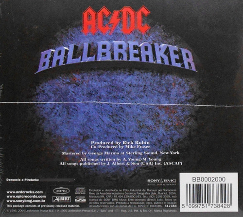 Cd Ac/dc Ballbreaker 2004 Digipack Remaster Lacrado Sony Bmg