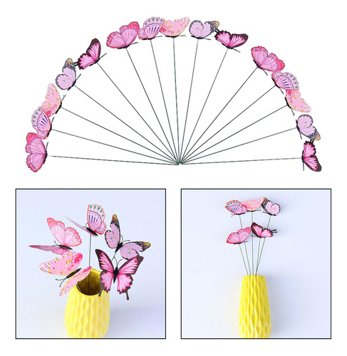 24 Piezas De Mariposa Garden Stakes Decoraciones De Rosa