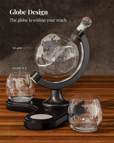 Kollea 30.4 Oz Globe Whiskey Decanter Set With 7 Color Rg...