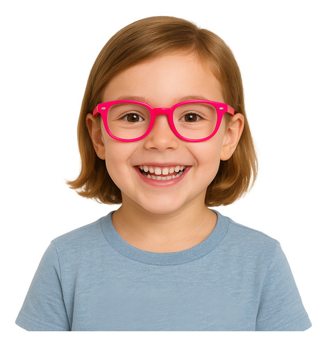 Armação De Óculos Grau Flexível Criança Infantil Com Lente Cor Rosa Escuro / Claro