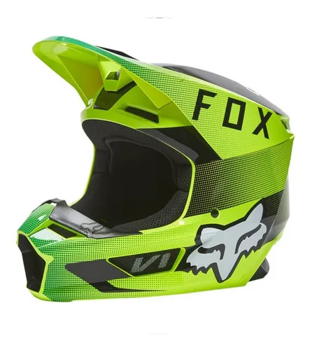 Casco Fox V1 Ridl Verde Hiviz Ece Motocross Enduro