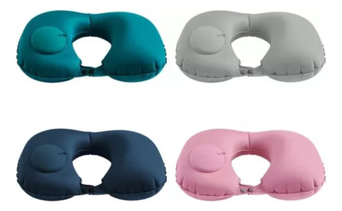 Kit De Almohada De Viaje Inflable + Antifaz + Tapa Oidos Color Fucsia