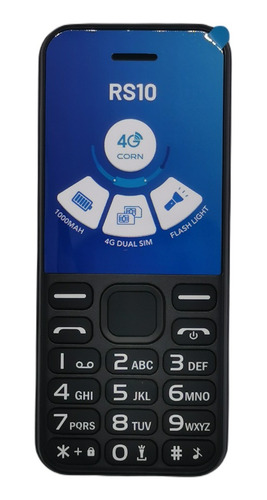 Celular Corn Rs10 4g Dual Sim Desbloqueado Cámara Radio Fm Mp3 Negro
