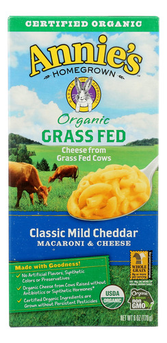 Macarrones Y Queso Cheddar Suaves Orgánicos 170 G Pack 12