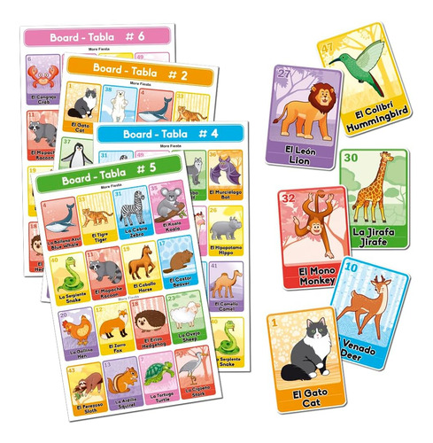 Loteria Infantil De Animales Bilingüe Didactica - 10 Tablas