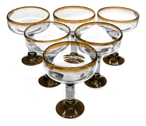 Set De 6 Copas Margarita Yulin Borde Y Pie De Color 16oz