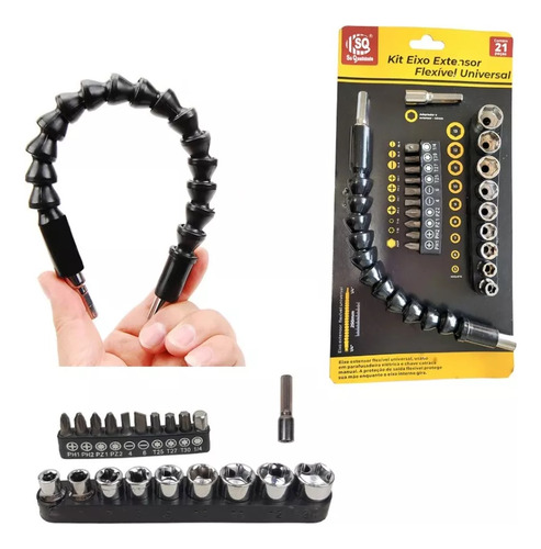 2 Kit Broca Extension Flexible Taladro 21 Piezas Dados Punta