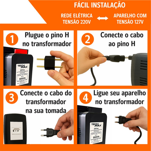 Autotransformador 5000va Bivolt Para Ar Até 18000btus Tech Max