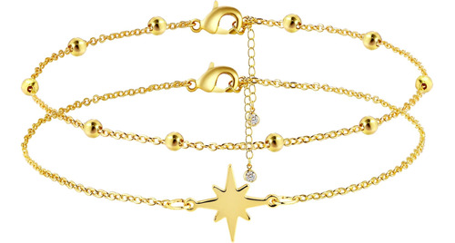 Lexody Pulseras De Estrella Delicadas Chapadas En Oro De 14 