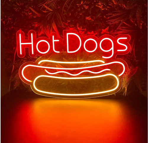 Letrero Led Neon Hot Dogs Completos 80*48cm Luminoso