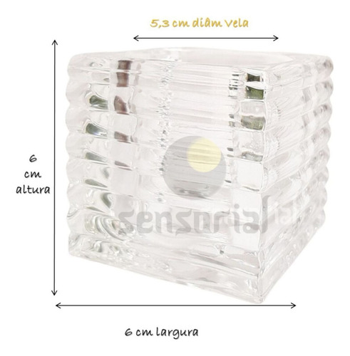 Castiçal Porta Vela Em Vidro Grosso Com Vela Led - Sensorial