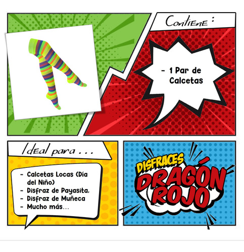 Calcetas Largas Locas Rayadas Para Niña Varios Colores