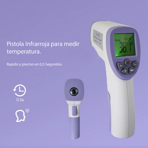 Termômetro infravermelho digital sem contato Crafish Dz-820 Aviso de som e luz, modo corpo e superfície