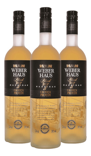 Kit 3 Cachaças Weber Haus Premium 7 Madeiras 750ml