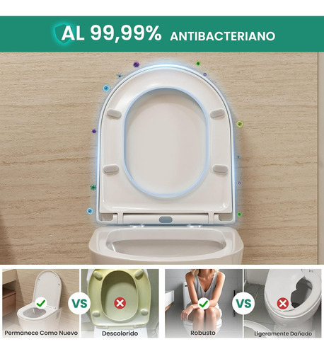 Connect Asiento Y Tapa Para Baño Wc Envolvente Cierre Soft