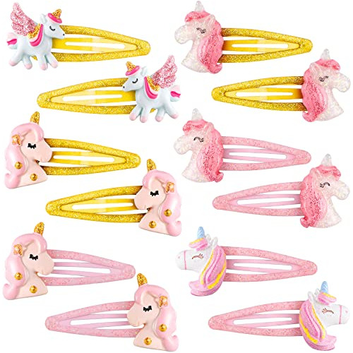 12 Pcs Unicorn Hair Clips No Slip Metal Barrettes Nndyc