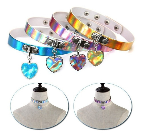 Collar Choker Gargantilla Punky Colgante Corazon Mujer Moda