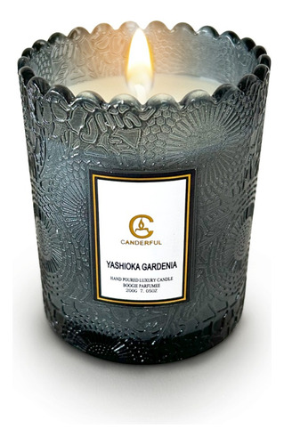 Vela Aromatica Decorativa De Soya Artesanal Olor A Gardenia Color Negro