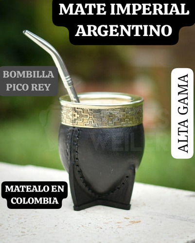 Mate Imperial Argentino Calabaza+alpaca+cuero C\pico De Rey