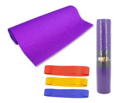 Combo Colchoneta Mat Yoga Drb + 3 Bandas De Resistencia Gym