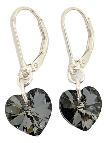 Conjunto Con Cristal Corazón 10mm Plata 925 Silver Night
