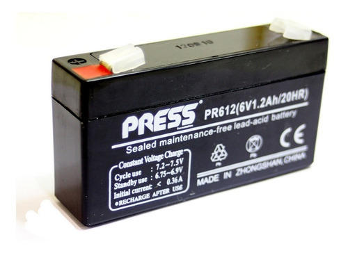 Bateria Gel 6v 1.2ah Press Para Luz Emergencia Aeromodelismo