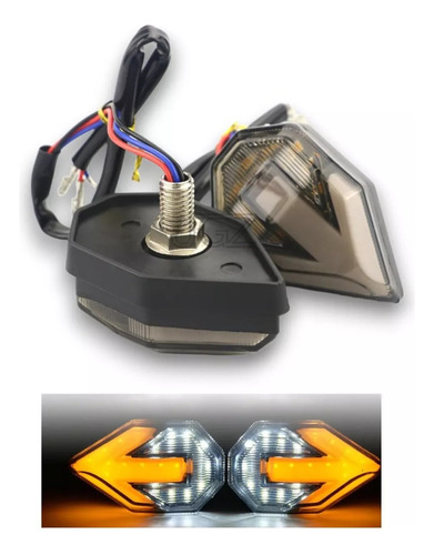 Kit Faros Luz Giro Led Moto Flecha Ambar Posicion Blanco Xls