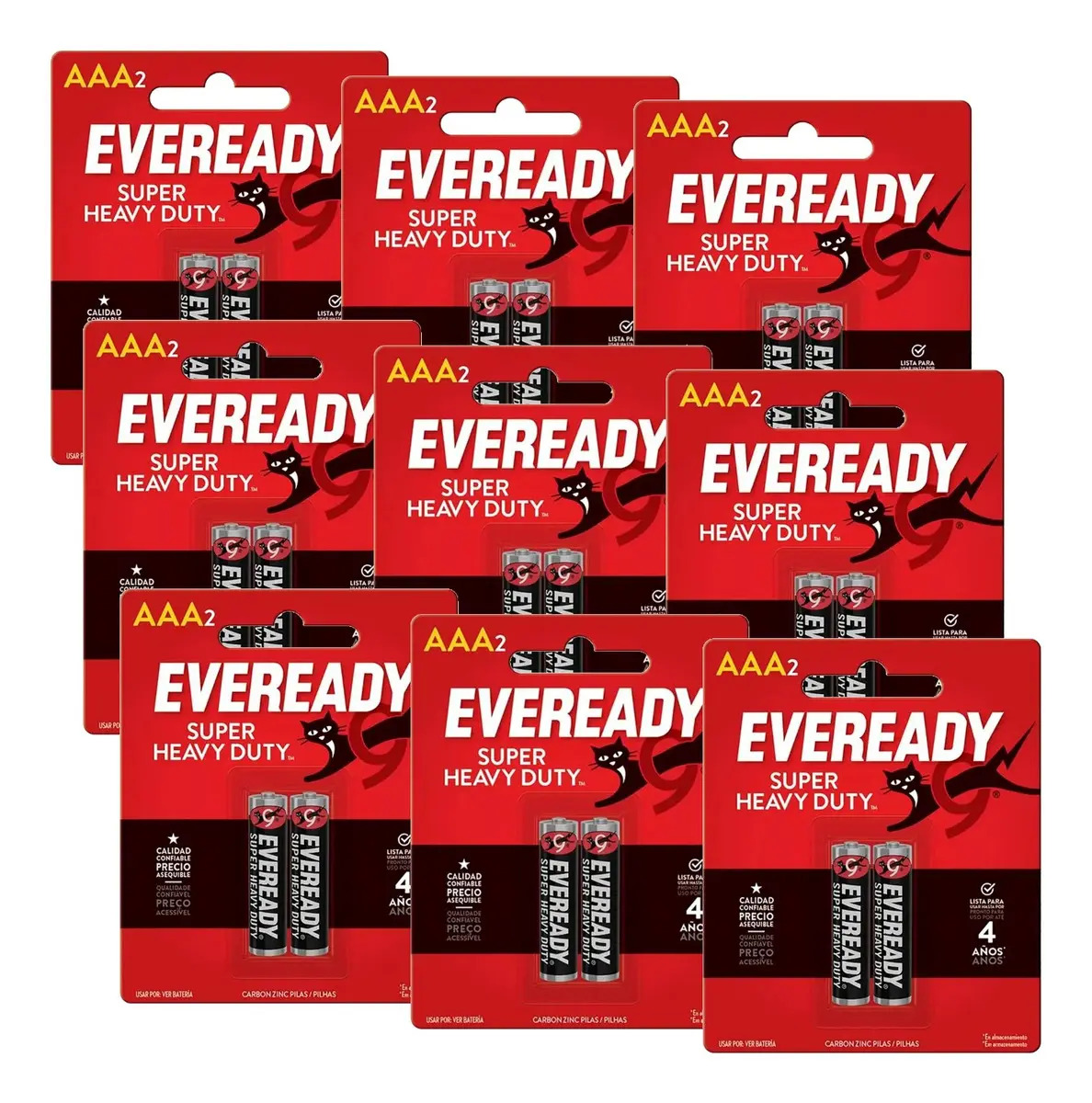 18 Pilas Aaa Triple A Eveready Super Heavy Duty Blister X 2