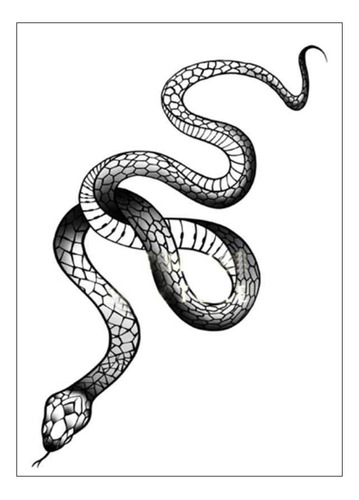 1 Hoja De Tatuajes Temporales Geniales De Serpiente Negra Qu