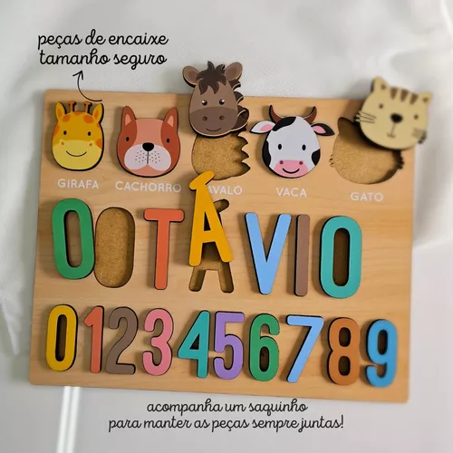 JOGO TABULEIRO EDUCATIVO ENCAIXE PERSONALIZADO ANIMAIS