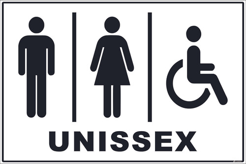Placa De Banheiro Unissex E Cadeirante Sanitário Ps 20x15cm